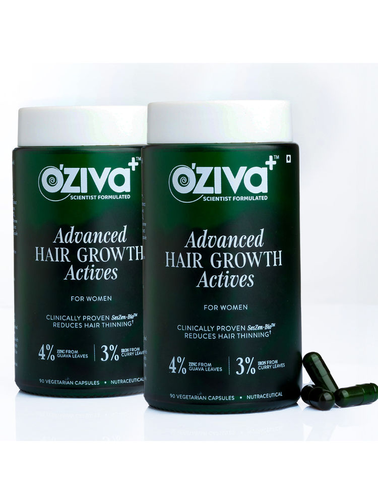 Oziva Advanced Hair Growth ActivesReduces Thinning Hair & Improves Scalp Coverage|Pure Plant Actives