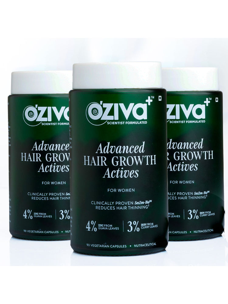 Oziva Advanced Hair Growth ActivesReduces Thinning Hair & Improves Scalp Coverage|Pure Plant Actives