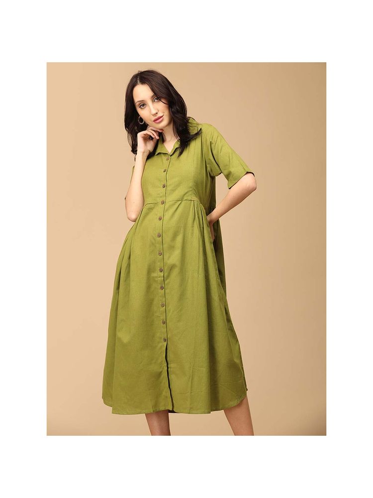 The Mom Store Olive Olio Charm Khadi Maternity Nursing Dress-picture-17