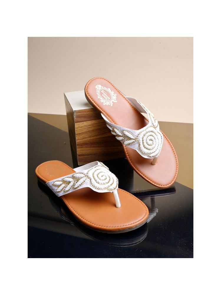 Shoetopia Classy Beadwork Embellished White Flats For Women and Girls-image-22