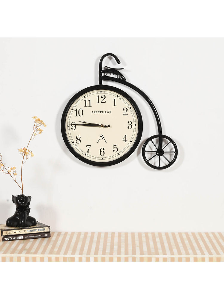 ARTYPILLAR Iron Glossy Black Cycle Design Wall Clock-image-32