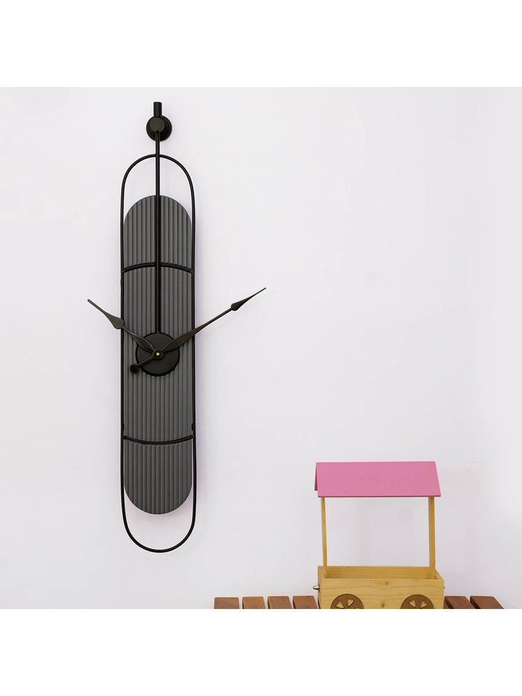 ARTYPILLAR Iron Bar Open Dial with Wooden Grooves Design Hanging Wall Clock-picture-15