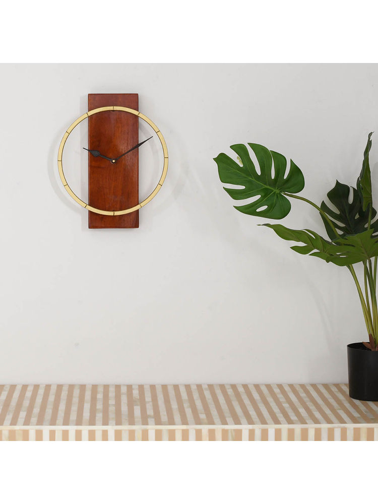ARTYPILLAR Golden Iron Ring with Solid Wood Wall Clock-image-36