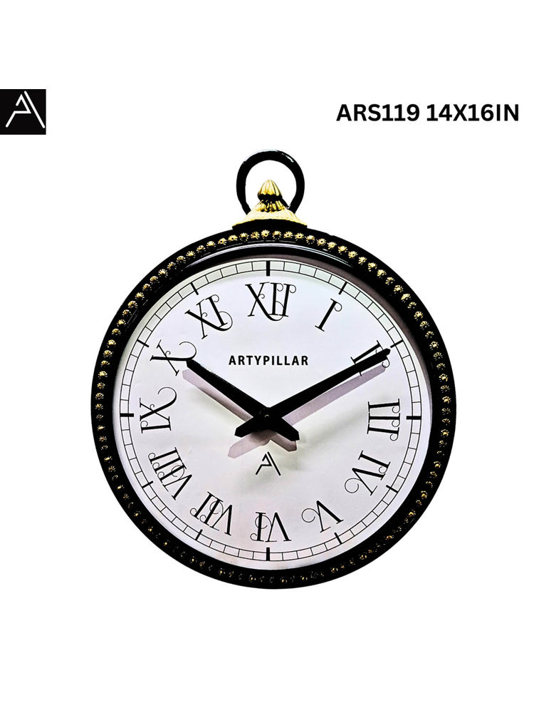 ARTYPILLAR 14In Wooden Frame Brass Channel with Iron Hook and 12In Dome Glass Dial Wall Clock-image-17