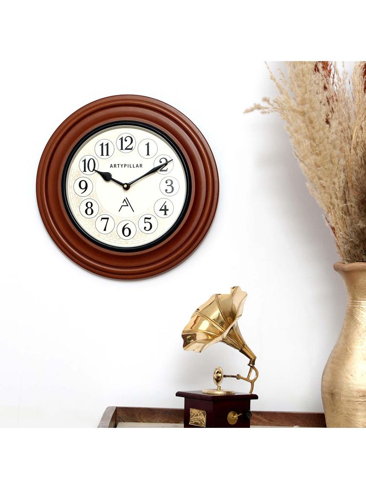 ARTYPILLAR Wooden Frame Matt Polish and Dome Glass Dial Wall Clock-image-18