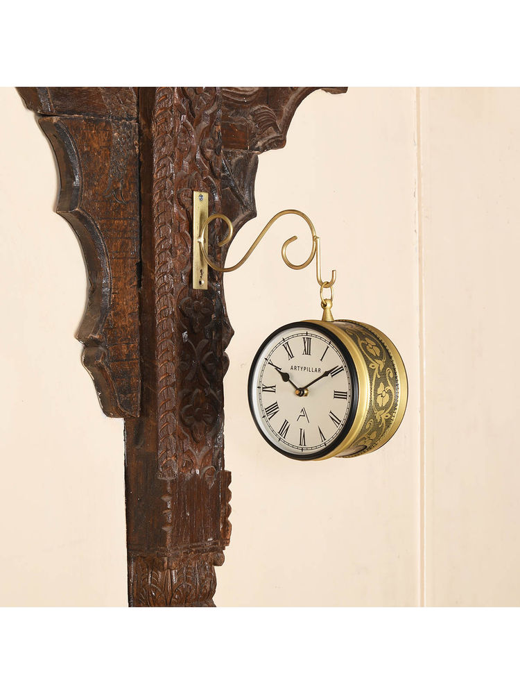 ARTYPILLAR Double Side Brass Station Wall Clock-picture-12