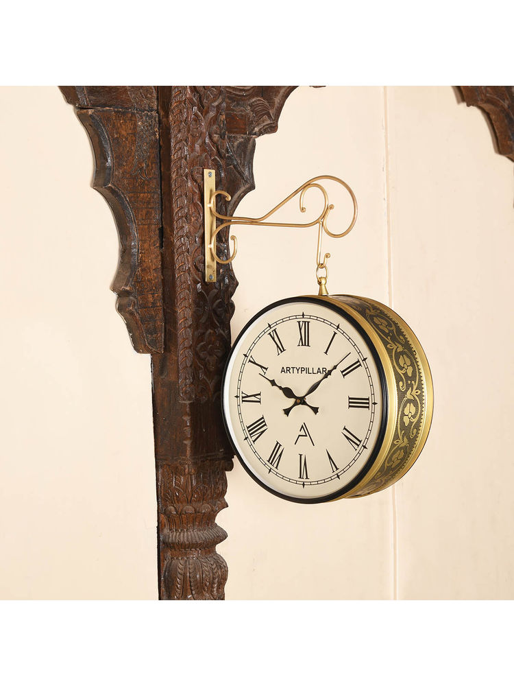 ARTYPILLAR Double Side Brass Station Wall Clock-image-21
