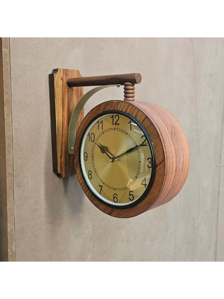 ARTYPILLAR Wooden Teak Veneer Design Station Clock with Solid Wooden Stand and Dome Glass Dial-image-17