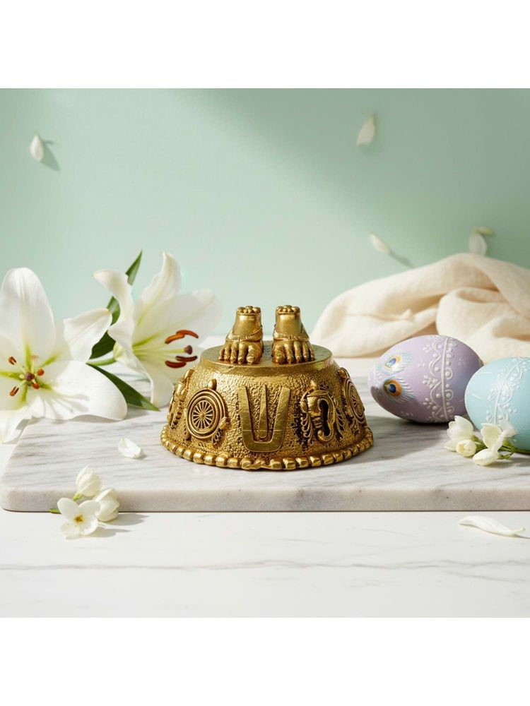 eCraftIndia Gold Brass Balaji Charan Paduka-picture-37
