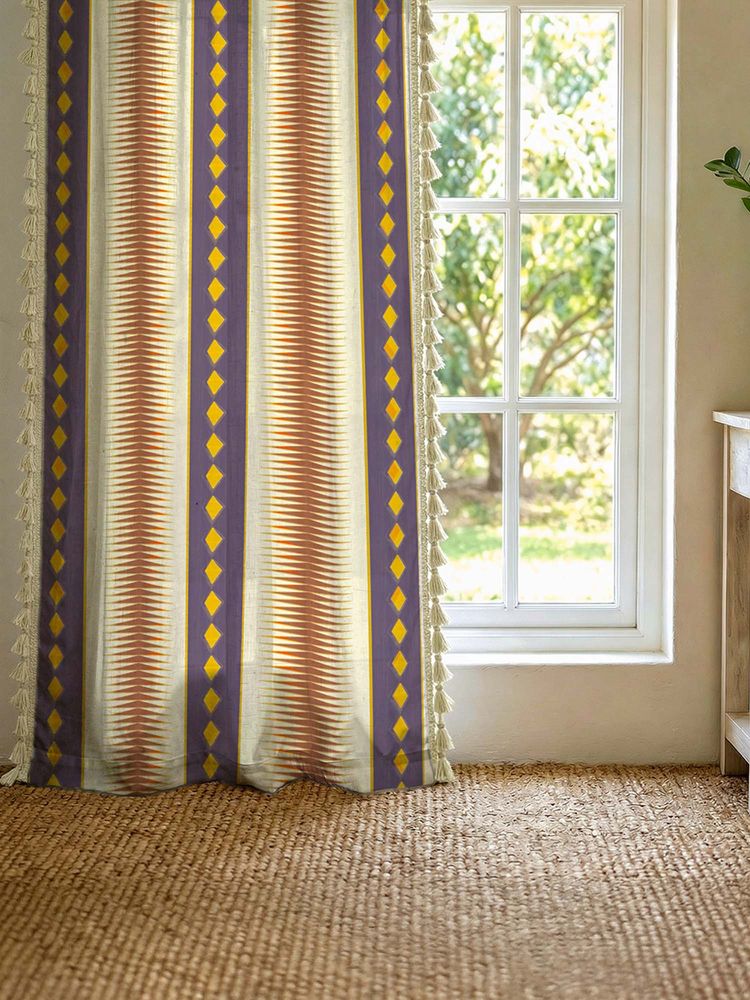 Urban Space Purple Amaya Cotton Curtains (Pack Of 2)-picture-11