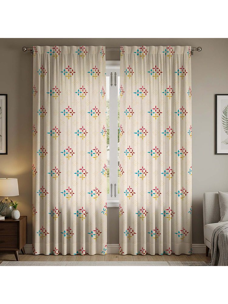 Urban Space White Cotton Curtains with Rod Pocket (Pack Of 2)-image-41
