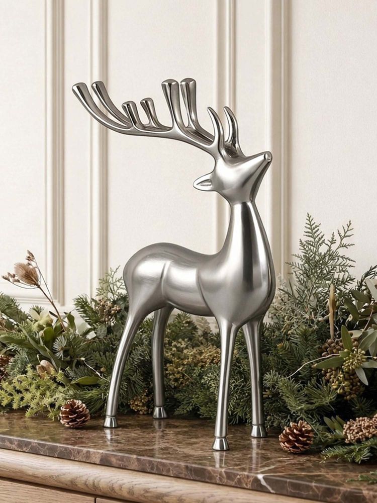 Metalsmith Silver Contemporary Brushed Nickel Reindeer Figurine-image-49