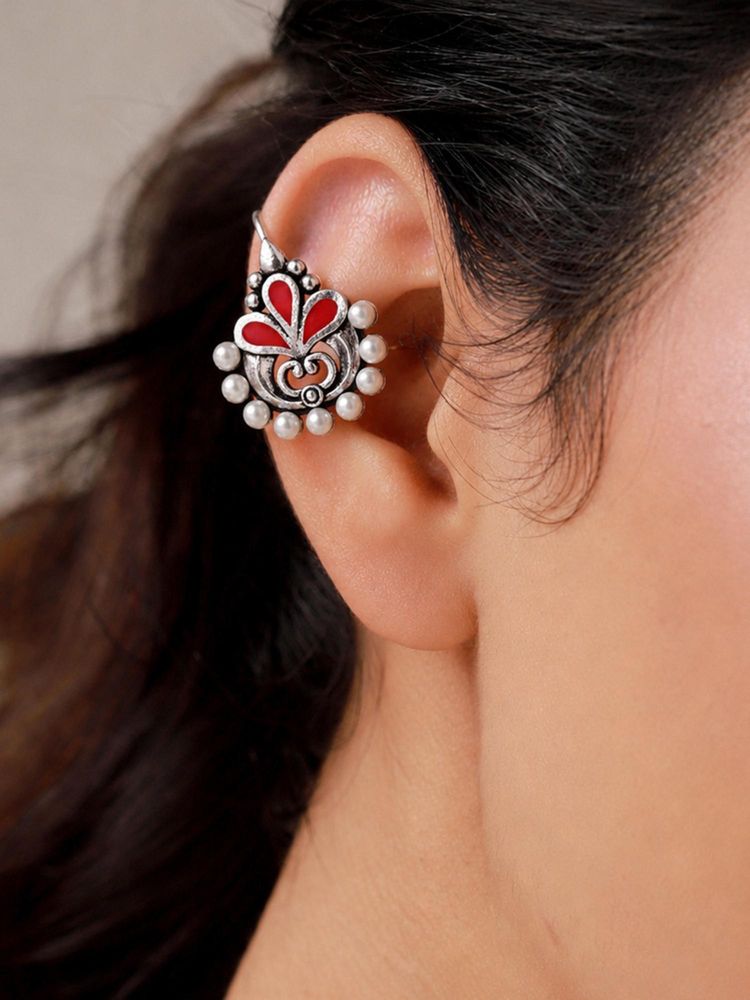 Voylla Rangrez Silver Lotus Bugadi Earrings-picture-16