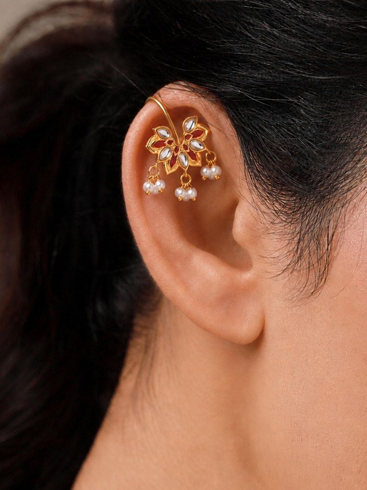 Voylla Sunehri Kamal Pearl Bugadi Earrings-picture-14