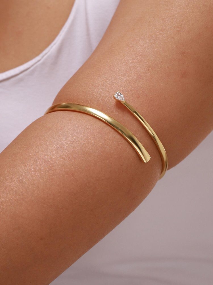 Voylla Trendy Golden Solitaire Cuff Armlet-picture-14