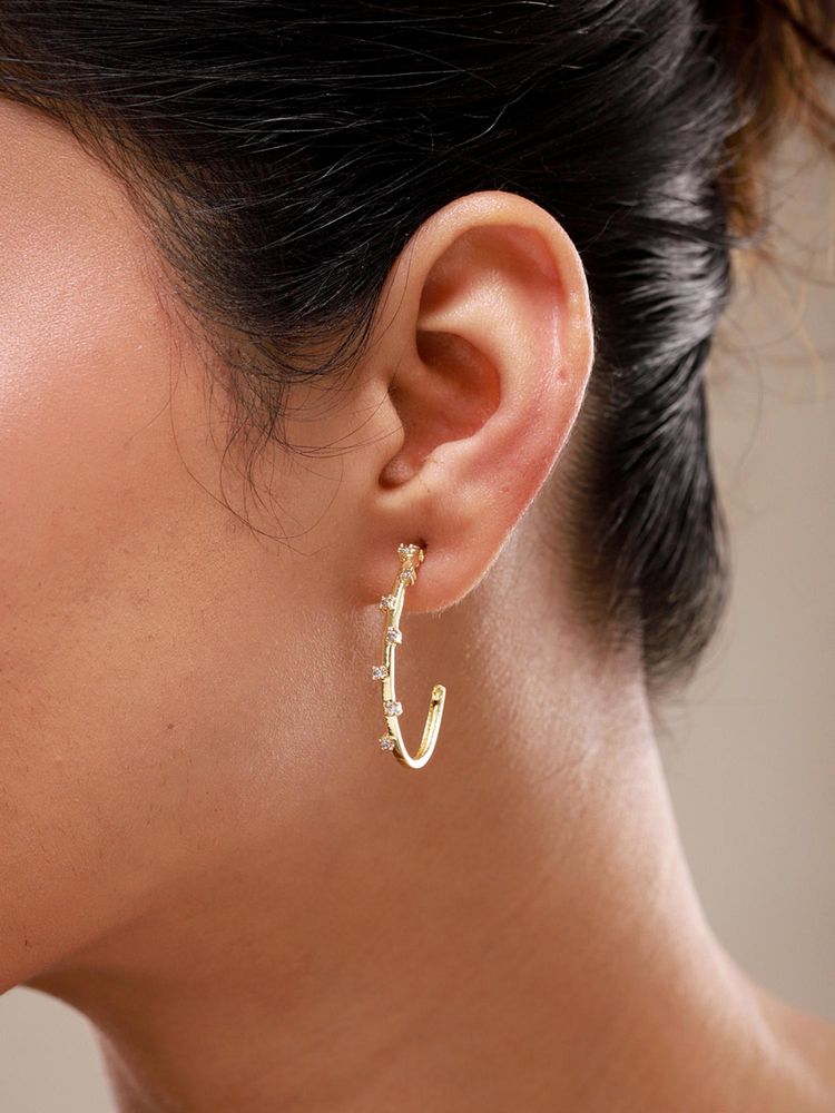 Voylla Trendy Dual Spark Geometric Hoop Earrings Combo (Pack of 2)-picture-13