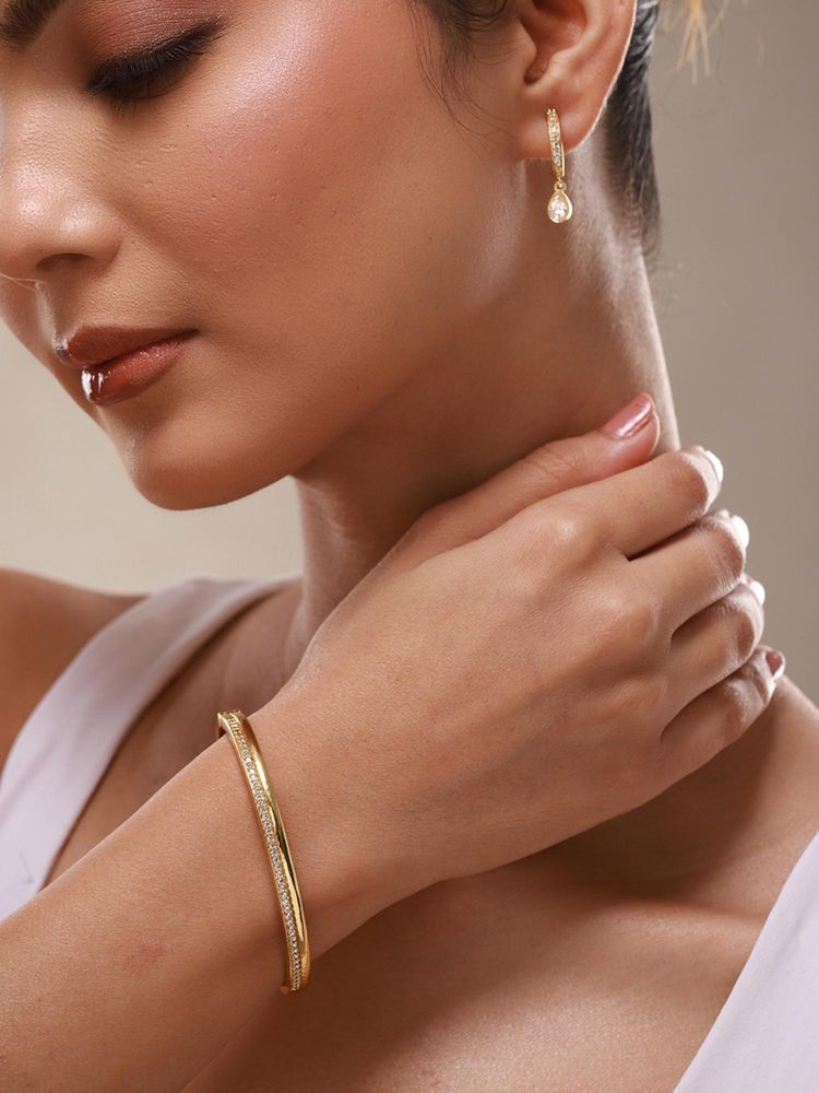 Voylla Trendy Golden Crystal Grace Jewellery Set Combo (Pack of 2)-picture-15