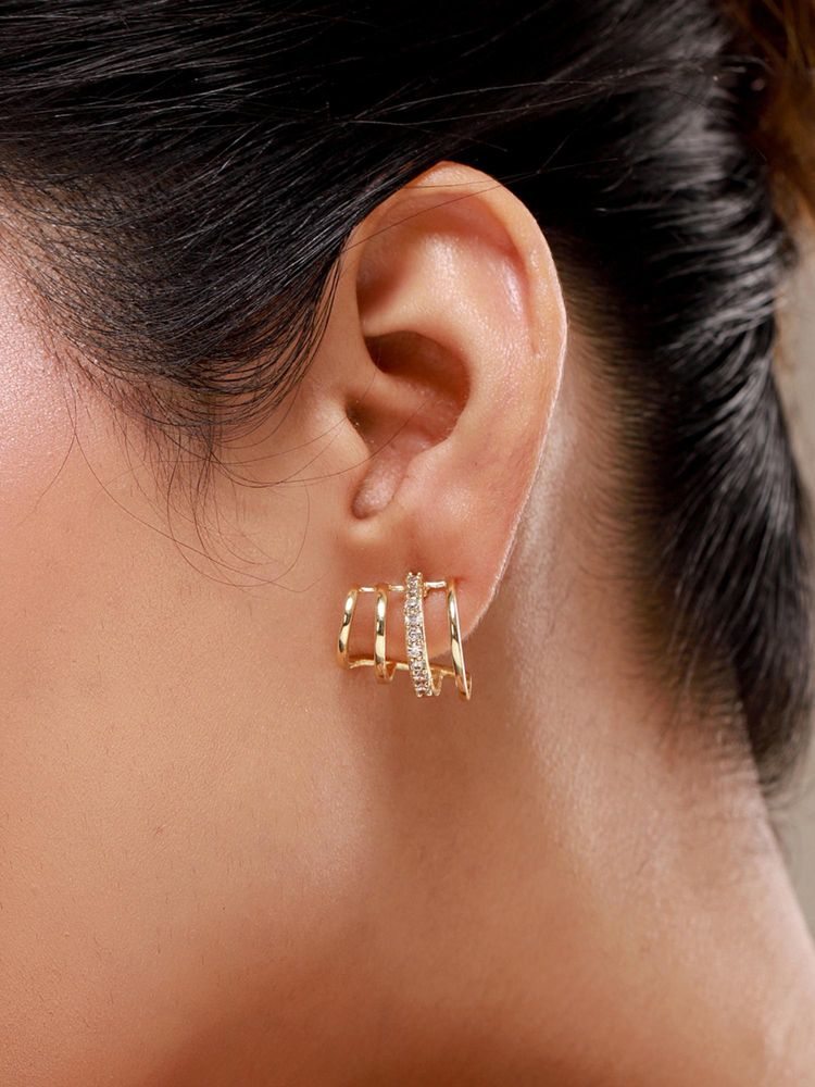 Voylla Trendy Luxe Orbit CZ Spiral Stud Earrings-picture-19