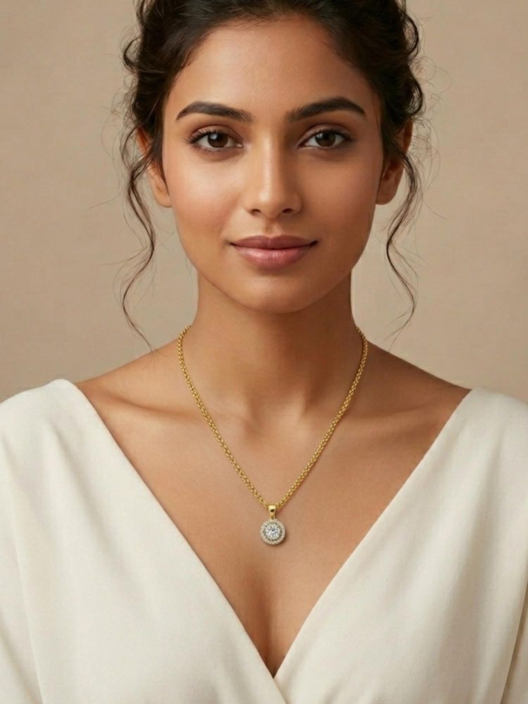 Kraft Smiths Radiant Round Halo Jewelry Suite Necklace-image-3