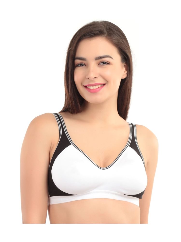 Abelino White Non-Padded Seamless Full Coverage Sports Bra-image-34