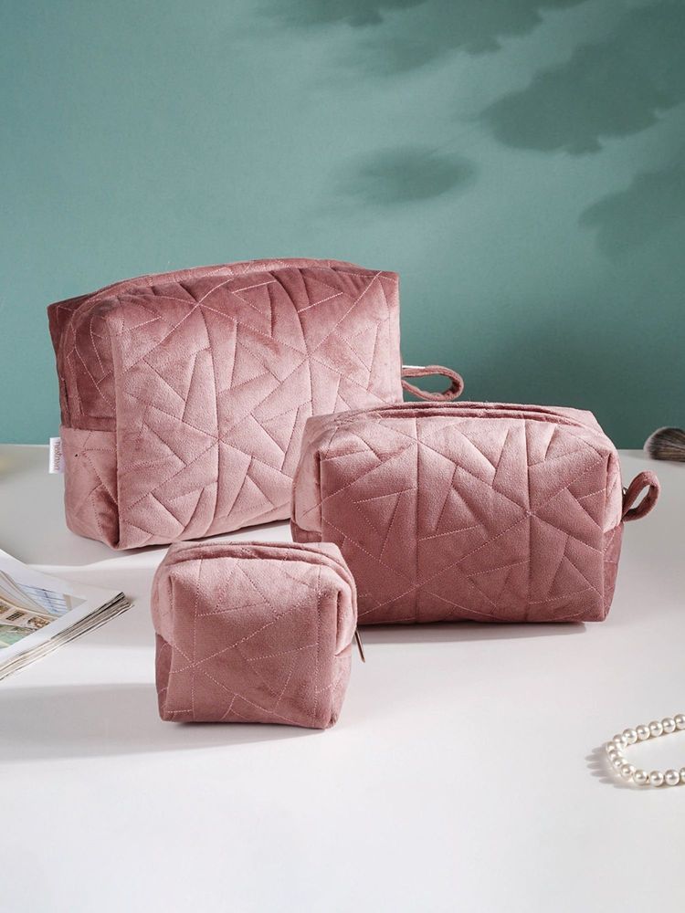 Nestasia Dusty Rose Pink Cosmetic Bag Set of 3