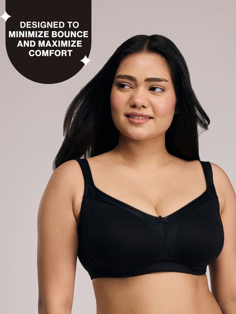 nykd by nykaa Ultimate M-Frame Bounce Control Cotton Non Padded Non Wired Bra-Satin Black NYB101-picture-25