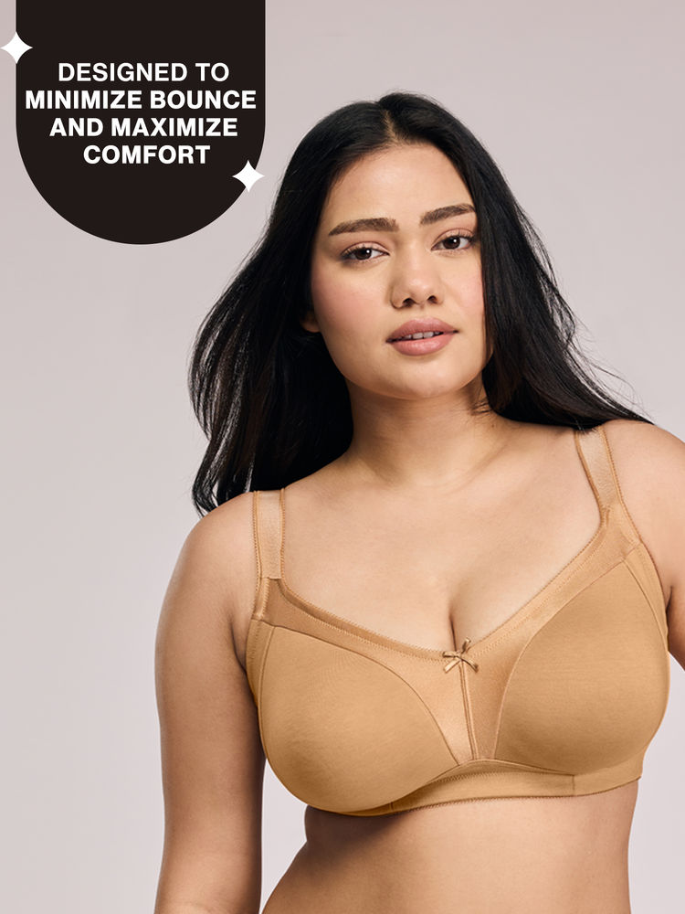 Nykd by Nykaa Ultimate M-Frame Bounce Control Cotton Non Padded Non Wired Bra-Satin Tan NYB101-picture-16