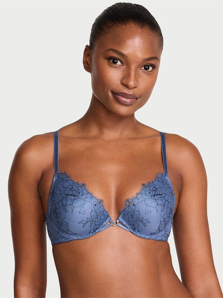 victoria's secret intimates Victoria's Secret Blue Self Design Underwired Lightly Padded Bra-picture-37