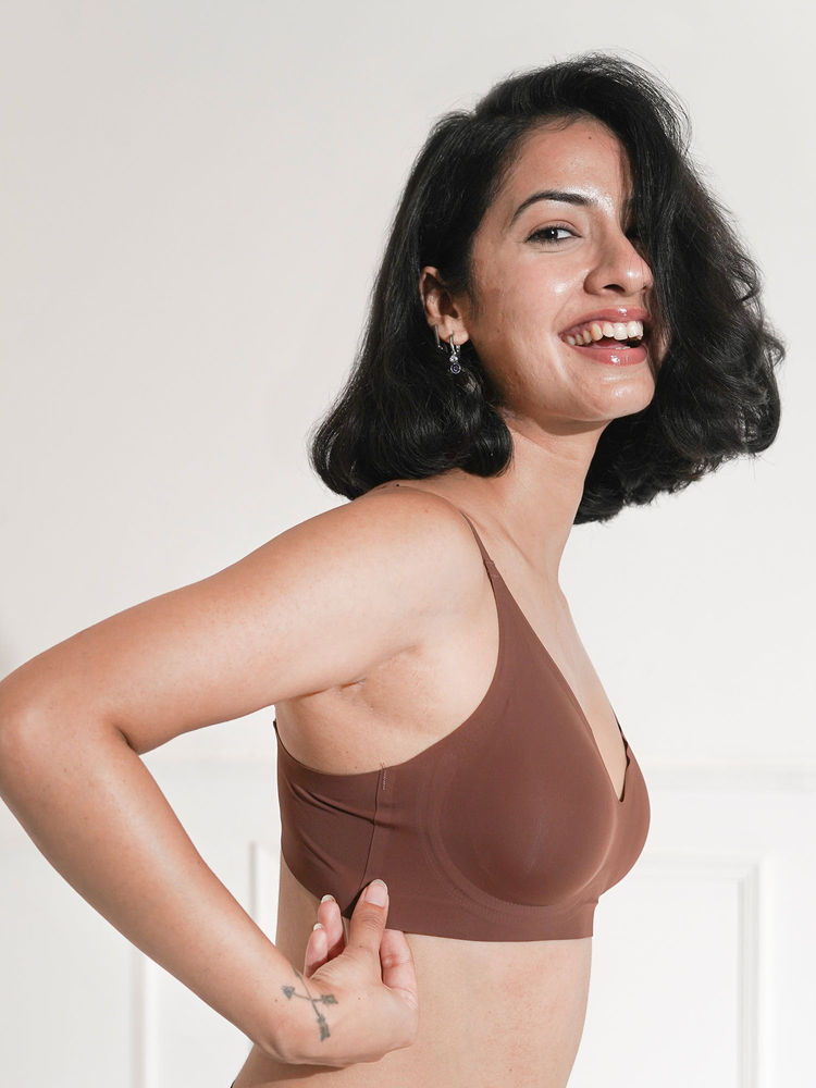 BASIQ. Brown Solid Wireless Removable Pads Bra-picture-14