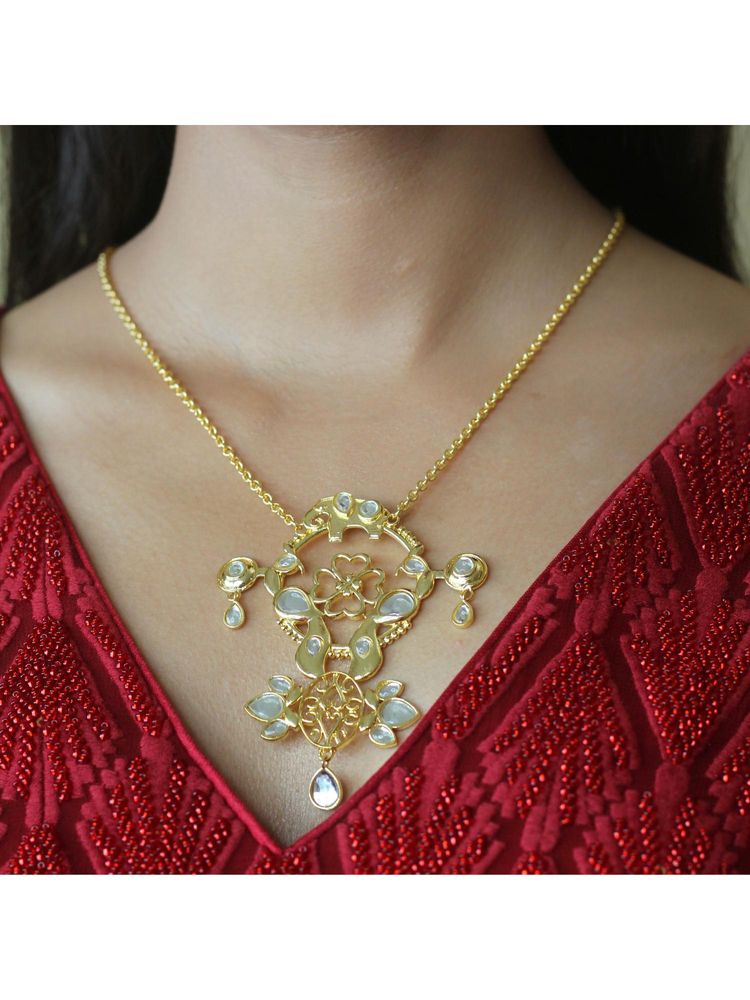 Amaltaas Sitara Kundan Peacock Long Necklace-image-38