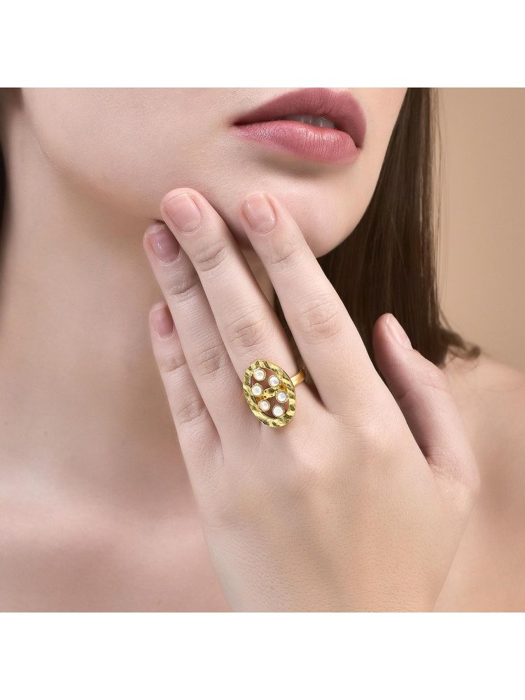 Amaltaas Sunflower White Pearl Adjustable Ring-picture-23