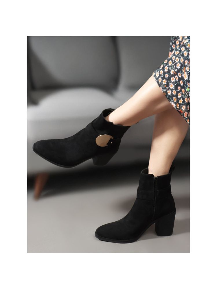 Carlton London Black Outdoor Solid Women Casual Boots-picture-15