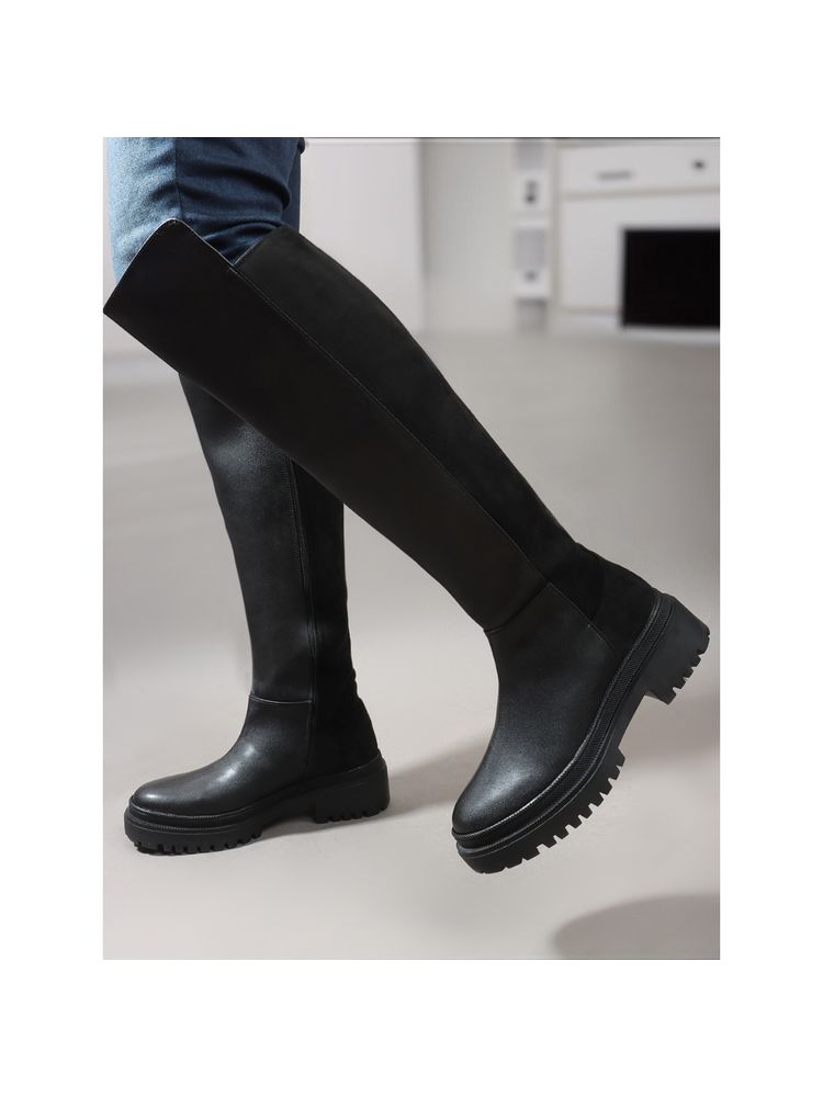 Carlton London Black Outdoor Solid Women Casual Boots-picture-21