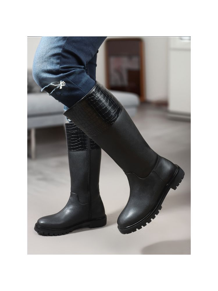 Carlton London Black Outdoor Solid Women Casual Boots-image-40