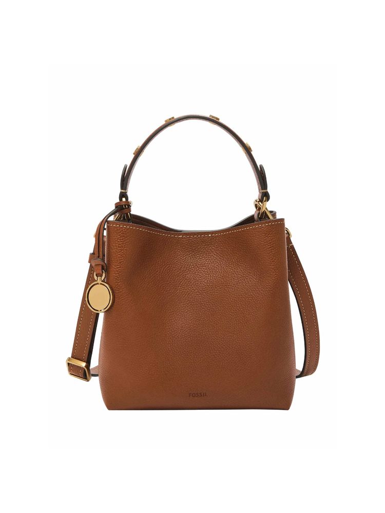 Fossil Jessie Solid-Plain Brown Leather Crossbody Bag with Detachable Strap (M)-picture-11