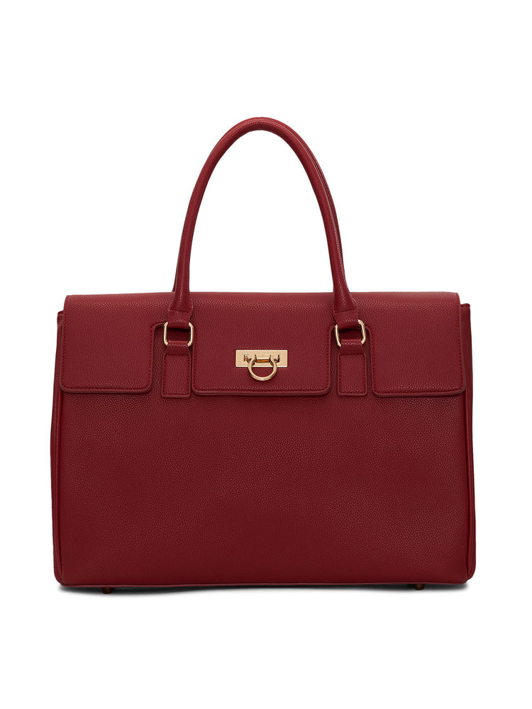 MIRAGGIO Tokyo Handheld Satchel Bag with Detachable Strap For Office & Everyday Use- Wine-picture-18