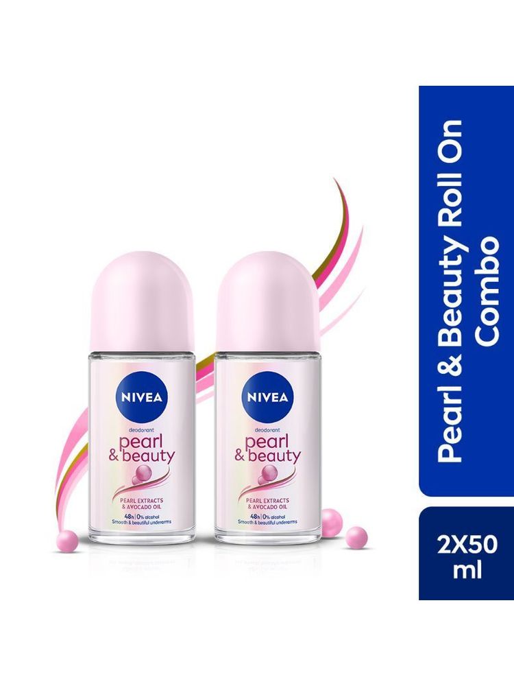 NIVEA Bestselling- Smooth Underarms Deo Roll On Combo With Pearl Extracts & 0% Alcohol