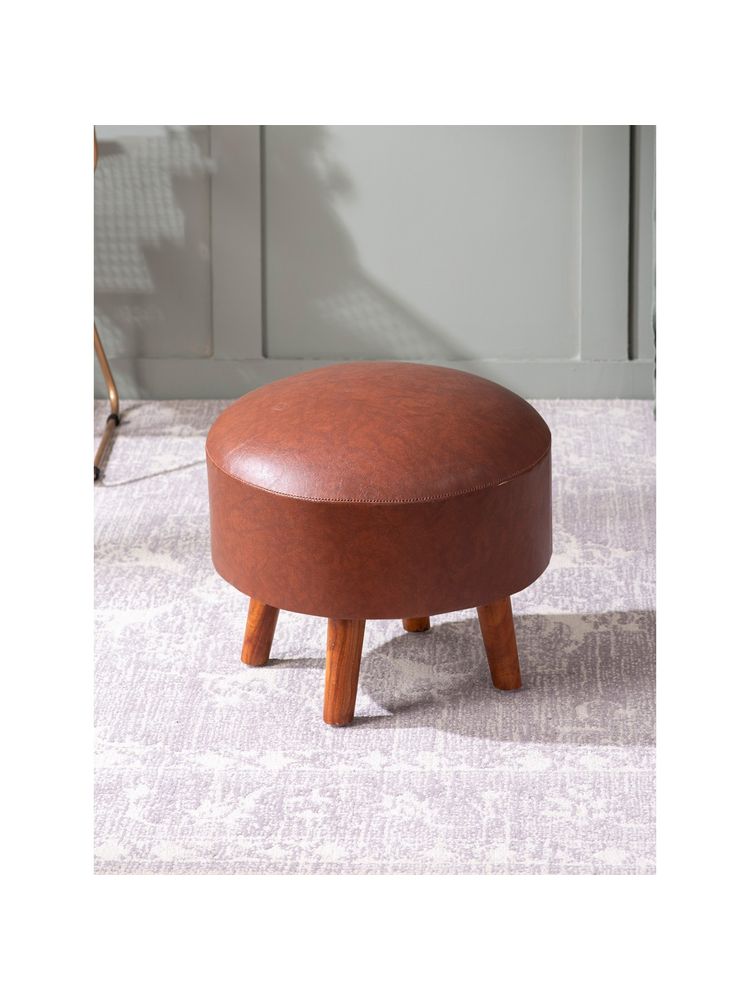 Nestroots Brown Leatherette Wooden Ottoman-picture-19