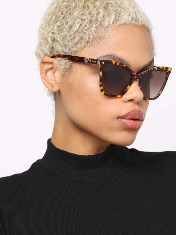 MOSCHINO LOVE Women UV Protected Full Rim Brown Lens Rectangle Sunglasses - 2049202VM54HA (54)-picture-11
