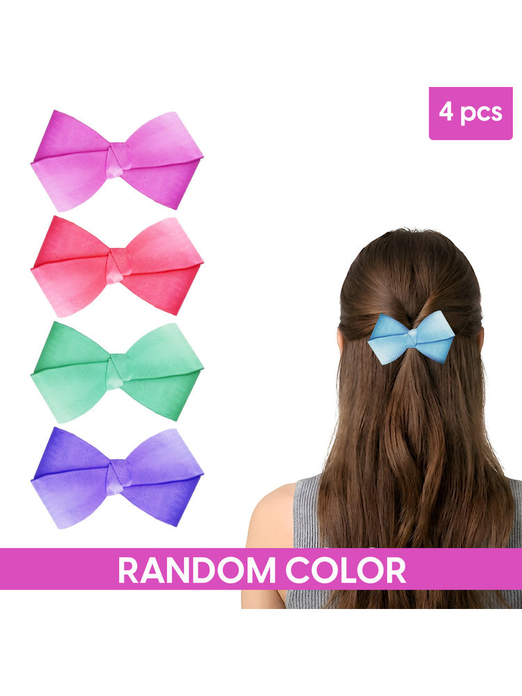 Matra Bow Hair Clips Alligator Satin Coquette Barrette Bowknot Silk Ribbon - Pack Of 4-picture-40