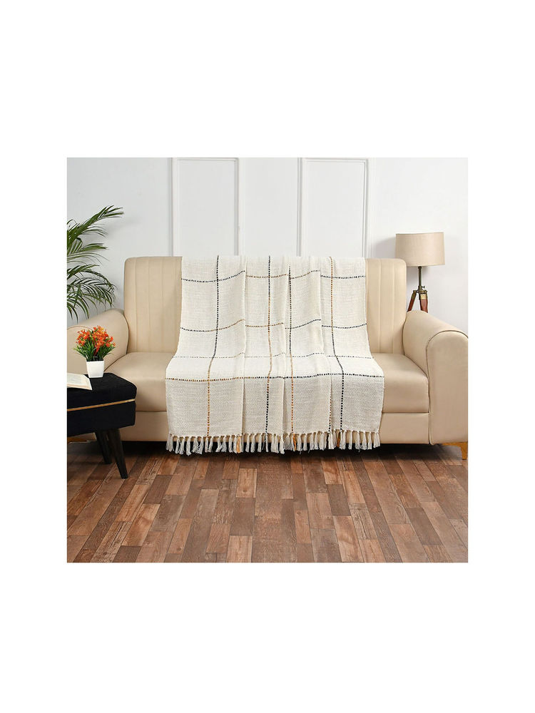 Sashaa World Multi Grid Patterned Handwoven Cotton Throw-picture-30