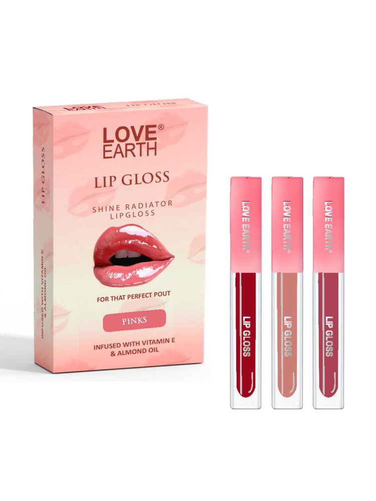 Love Earth Liquid Lip Gloss Pinks - Pack of 3-image-33
