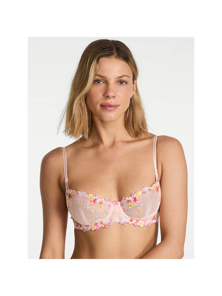 Victoria's Secret Women Beige Dream Angels Wicked Bloom Embroidery Unlined Balconette Bra-image-23