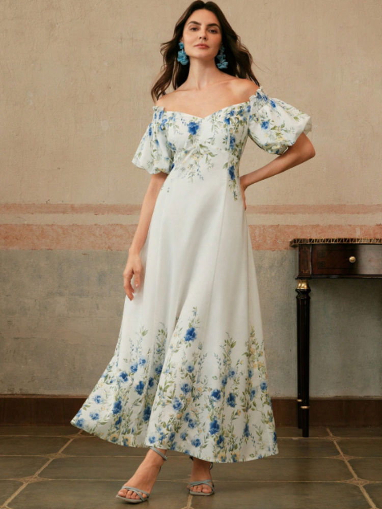 WomanLikeU White Off-Shoulder Maxi Dress