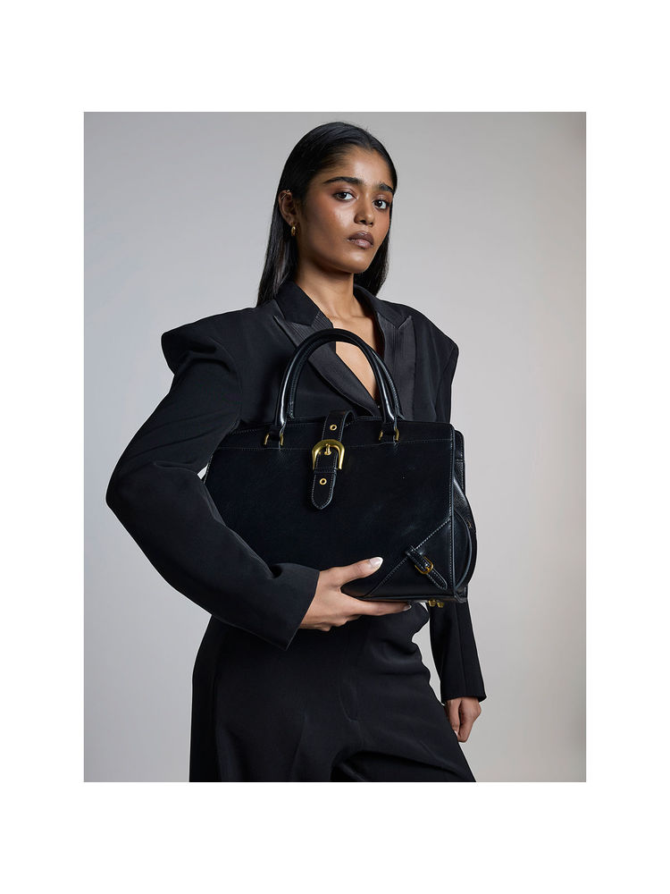 MIRAGGIO Black Manhattan Satchel Bag-image-49