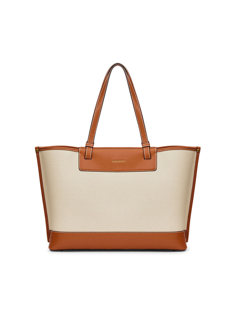 MIRAGGIO Miranda Colorblock Tote Bag for Women - Ivory-image-28