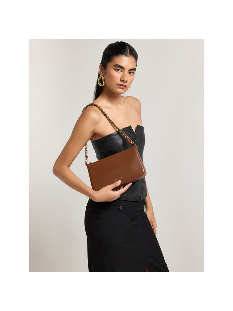 MIRAGGIO Lana Shoulder Bag for Women - Brown-image-22