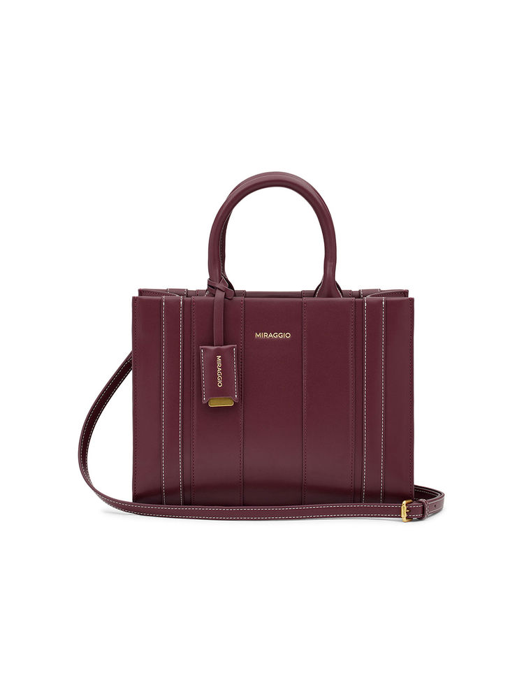 MIRAGGIO Wine Glenn Satchel Bag with Detachable Strap for Women (L)-image-34