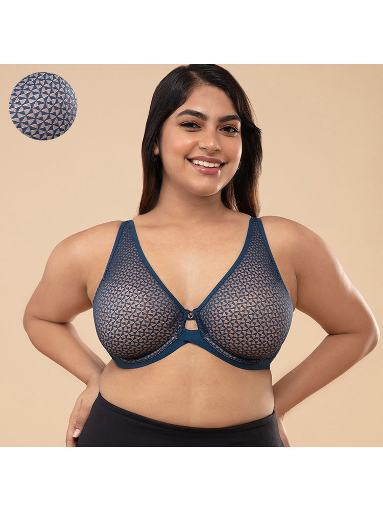 Nykd by Nykaa Textured Lace Non Padded Wired Bra - Dark Blue NYB140-picture-22
