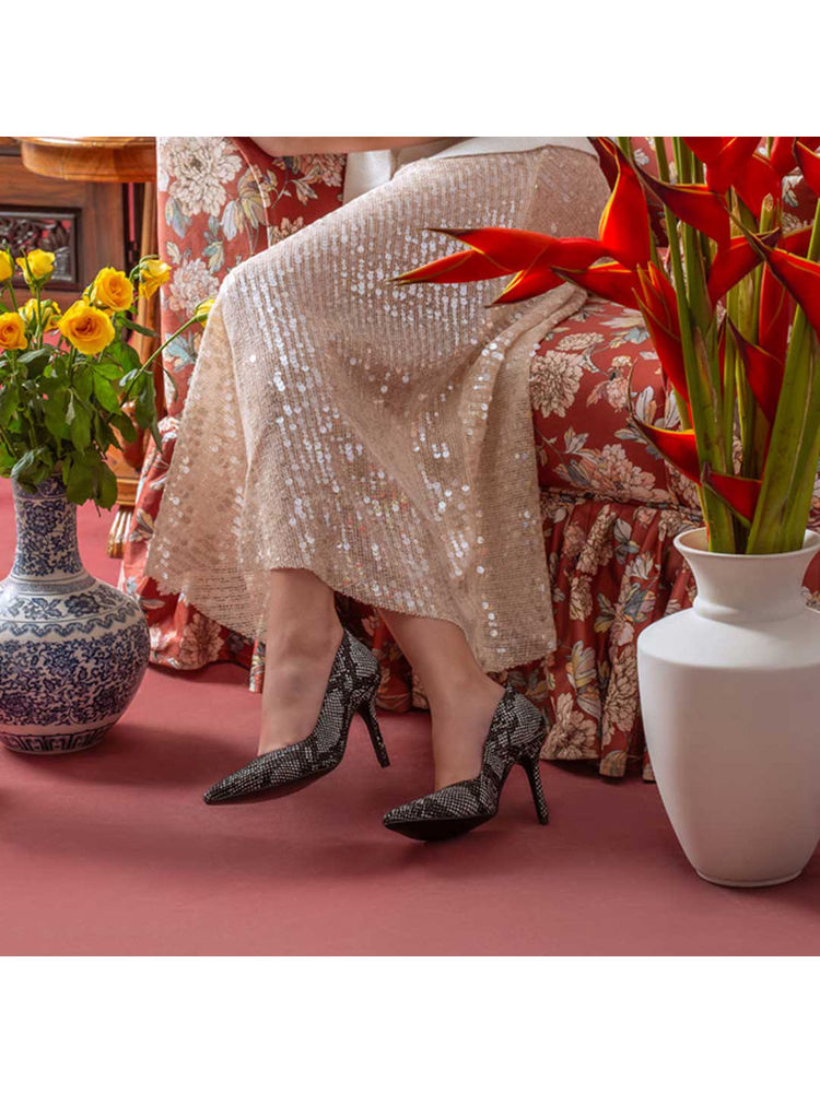 Saint G Nella Black Snake Print Leather Pumps-image-18